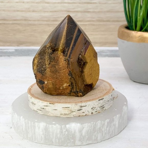 Tiger's Eye Crystal Rough Polished Point Energy Generator - LARGE (1 Per Order) - Picture 7 of 9